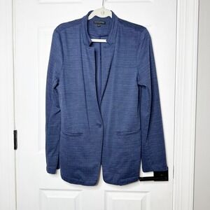 Banana Republic Factory Knit Blazer Womens Large Blue Single Button Stretch